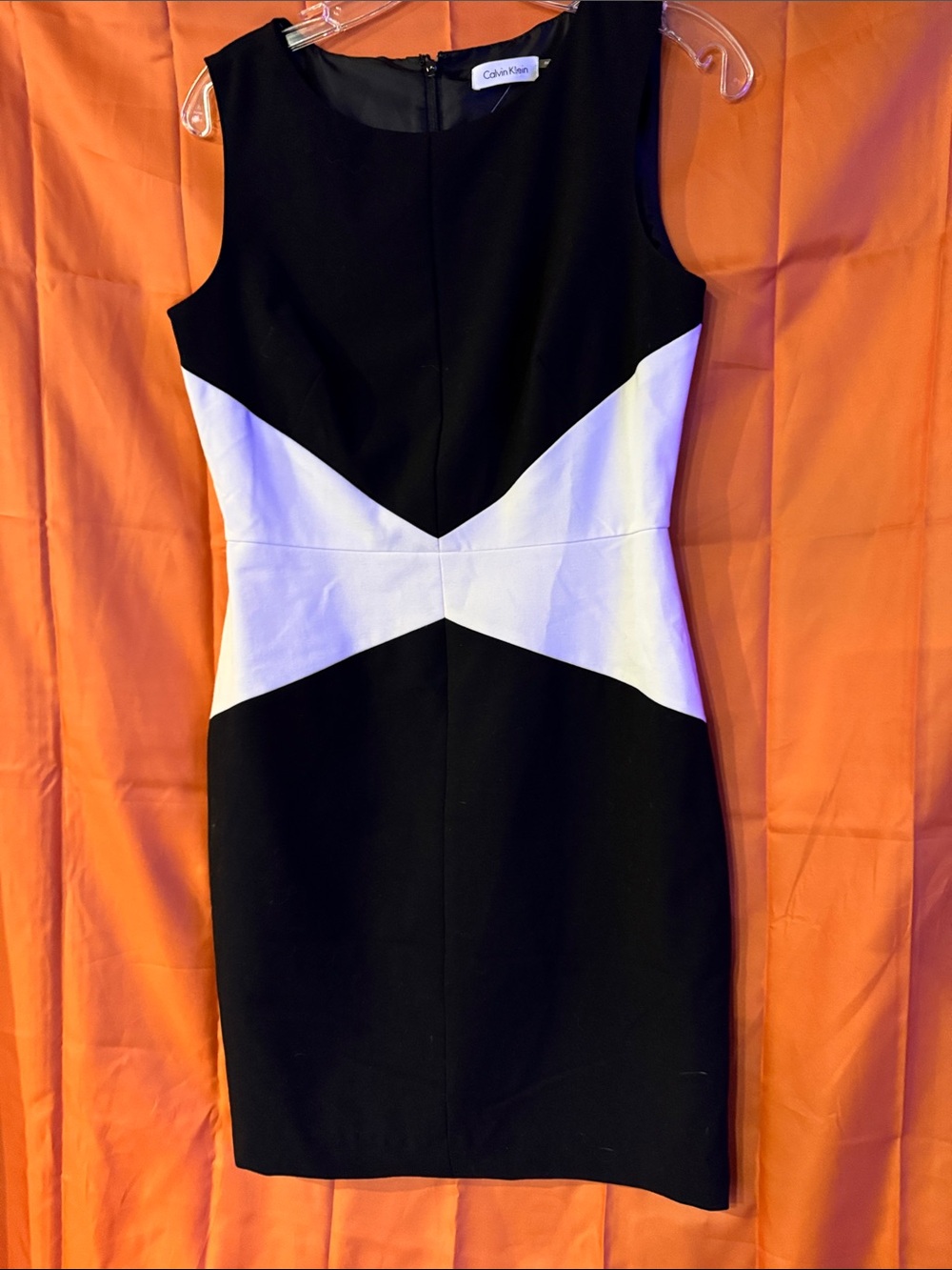 Calvin Klein Black and White Geometric Sheath Mini Dress